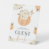 Ein kleines Pumpkin Fall Baby Gästebuchzeichen Sockelschild (Vorderseite)