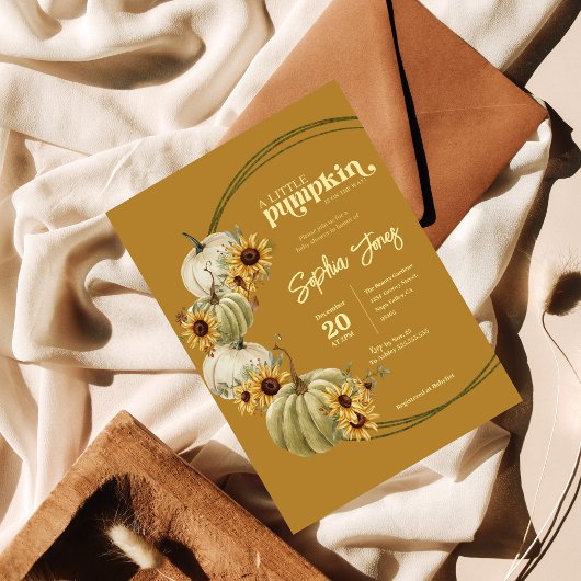Ein kleines Pumpkin Fall Boho Floral Baby Dusche Einladung