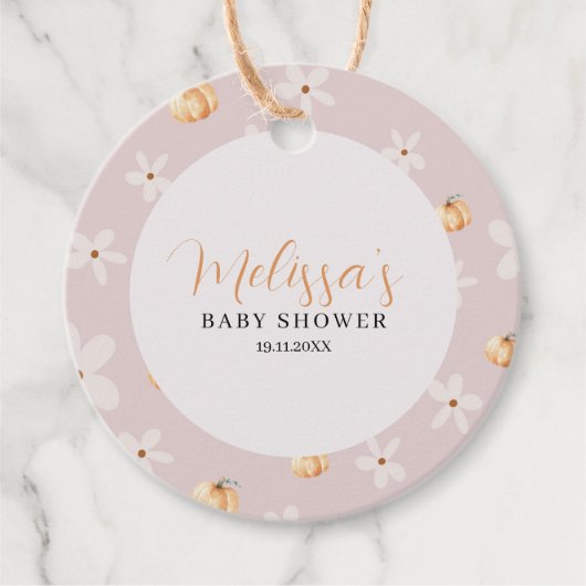 Ein kleines Pumpkin Fall Pumpkin & Daisy Baby Dusc Geschenkanhänger (Vorderseite)