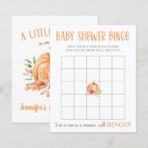 Ein kleines Pumpkin Floral Baby Shower Bingo Spiel