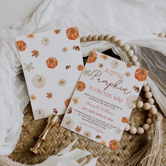 Ein kleines Pumpkin Floral Herbst Babydusche Einladung