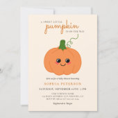 Ein kleines Pumpkin Gender Neutral Fall Baby Dusch Einladung (Vorderseite)
