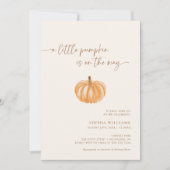 Ein kleines Pumpkin Gender Neutral Fall Baby Dusch Einladung (Vorderseite)