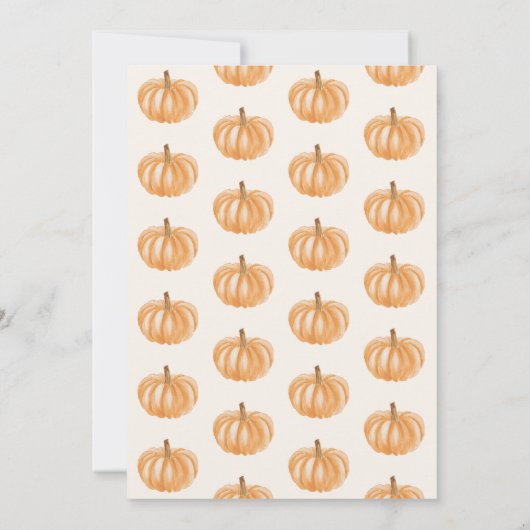 Ein kleines Pumpkin Gender Neutral Fall Baby Dusch Einladung (Rückseite)