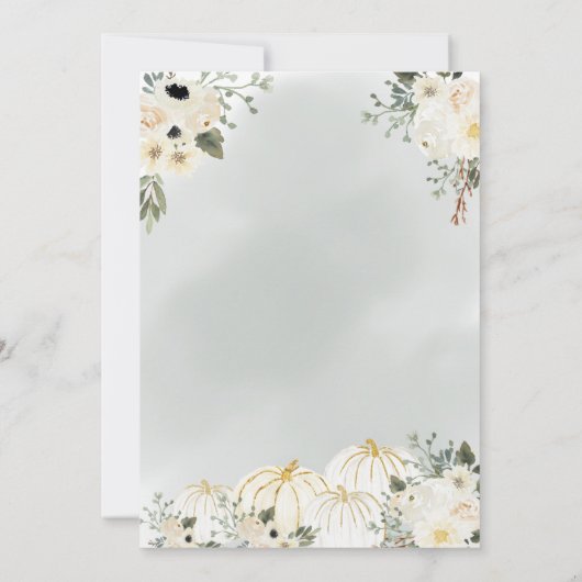 Ein kleines Pumpkin Gender Neutral Fall Baby Dusch Einladung (Rückseite)