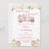 Ein kleines Pumpkin Girl 1. Geburtstag Einladung (Vorderseite)