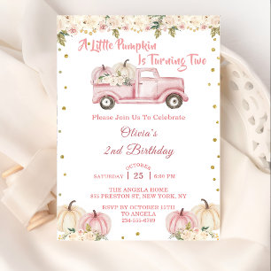 Ein kleines Pumpkin Girl 2. Geburtstag Einladung
