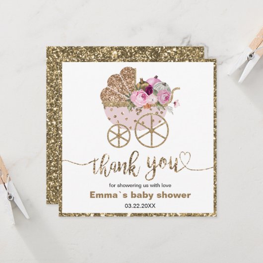 Ein kleines Pumpkin Girl Baby Dusche danke (Vorderseite/Rückseite Beispiel)