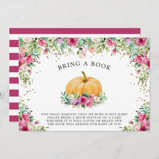 Ein kleines Pumpkin Girly Floral Vielen Dank für d Einladung (Vorne/Hinten)