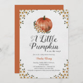 Ein kleines Pumpkin Herbst Floral Baby Dusche Einladung (Vorne/Hinten)