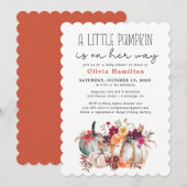 Ein kleines Pumpkin Herbst Floral Baby Dusche I Einladung (Vorne/Hinten)
