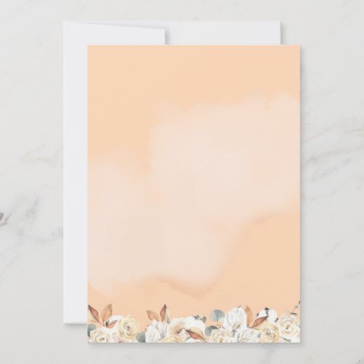 Ein kleines Pumpkin Herbst Floral Fall Baby Dusche Einladung (Rückseite)