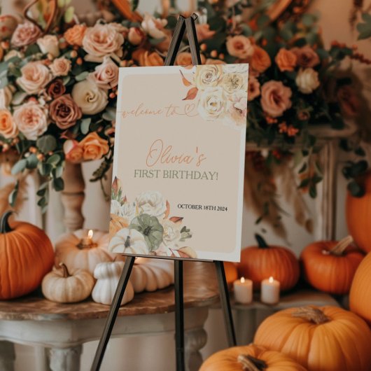 Ein kleines Pumpkin Herbst Geburtstag Begrüßungsze Poster