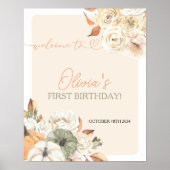 Ein kleines Pumpkin Herbst Geburtstag Begrüßungsze Poster (Vorne)