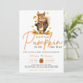 Ein kleines Pumpkin Herbst Herbst SQUIRREL Baby Du Einladung (Stehend Vorderseite)