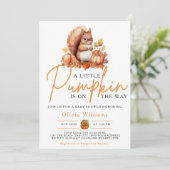 Ein kleines Pumpkin Herbst Herbst SQUIRREL Baby Du Einladung (Stehend Vorderseite)