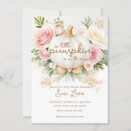 Ein kleines Pumpkin Pink Fall Floral Baby Dusche Einladung