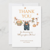 Ein kleines Pumpkin Rustic Boho Fall Baby Dusche Dankeskarte (Vorderseite)