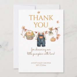 Ein kleines Pumpkin Rustic Boho Fall Baby Dusche Dankeskarte