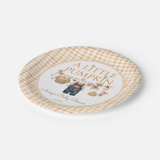 Ein kleines Pumpkin Rustic Boho Fall Baby Dusche Pappteller (Schrägansicht)