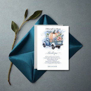 Ein kleines Pumpkin Truck Blue Watercolor Baby Dus Dankeskarte
