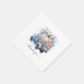 Ein kleines Pumpkin Truck Blue Watercolor Baby Dus Serviette (Ecke)