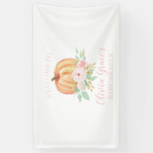 Ein kleines Puppkin Baby Dusche pinkfarben Blumens Banner (Vertikal)