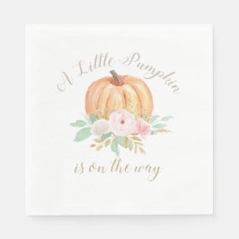 Ein kleines Puppkin Baby Dusche pinkfarben Blumens Serviette