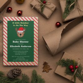 Ein kleines Rentier ist auf dem Weg zur Babydusche Folieneinladung