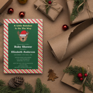 Ein kleines Rentier ist auf dem Weg zur Babydusche Folieneinladung