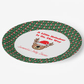 Ein kleines Rentier ist unterwegs Pappteller (Schrägansicht)