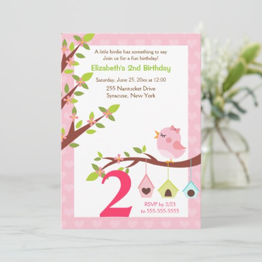 Ein kleines Rosa der Einladung (Stehend Vorderseite)