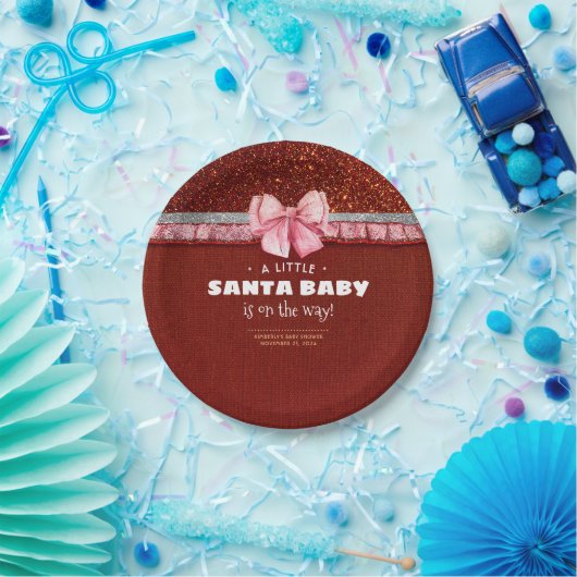 Ein kleines Santa Baby ist auf dem Weg Baby Dusche Pappteller (Party)