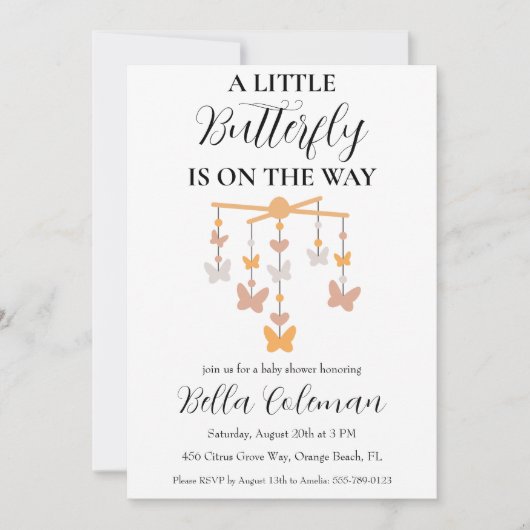 ein kleines Schmetterling Baby Dusche Einladung (Vorderseite)