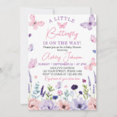 Ein kleines Schmetterling Pink Lila Blütendusche Einladung (Vorderseite)