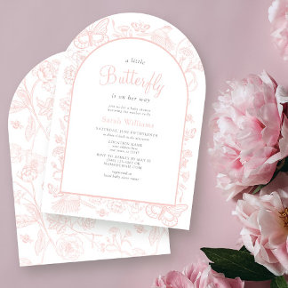 Ein kleines Schmetterling Vintag Pink Girl Baby Du Einladung