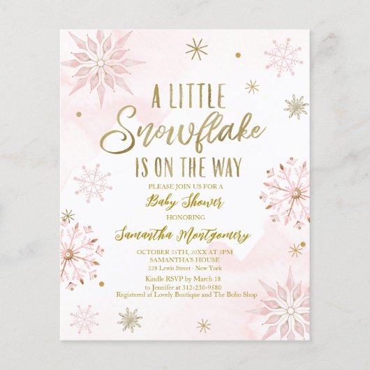 Ein kleines Schneeflocken-Baby-Duschbudget (Vorderseite)