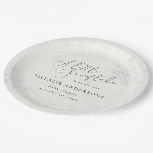 Ein kleines Schneeflocken-Party mit Baby-Dusche Pappteller (Schrägansicht)