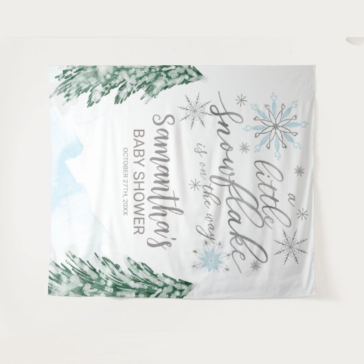 Ein kleines Schneeflocken Winterduschbecken im Hin Wandteppich (Vorderseite (Horizontal))