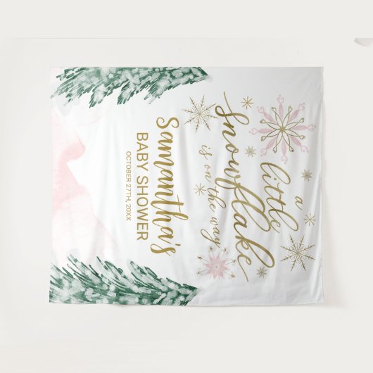 Ein kleines Schneeflocken Winterduschbecken im Hin Wandteppich (Vorderseite (Horizontal))