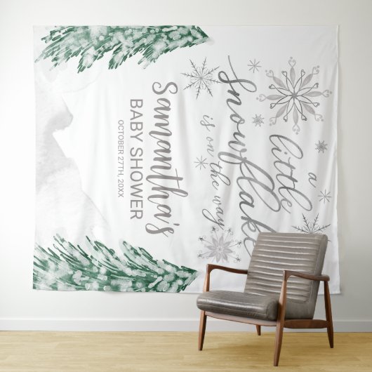 Ein kleines Schneeflocken Winterduschbecken im Hin Wandteppich (Beispiel (Horizontal))