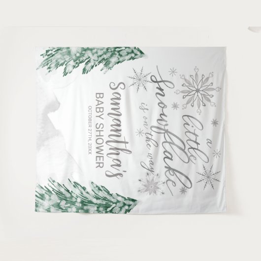 Ein kleines Schneeflocken Winterduschbecken im Hin Wandteppich (Vorderseite (Horizontal))