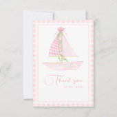 Ein kleines Skipper Pink Kariert Pastel Baby Dusch Dankeskarte (Vorderseite)