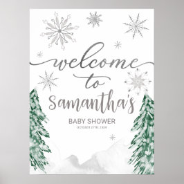 Ein kleines Snowflake Babydusche Begrüßungszeichen Poster