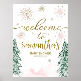 Ein kleines Snowflake Babydusche Begrüßungszeichen Poster