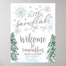 Ein kleines Snowflake Babydusche Begrüßungszeichen Poster