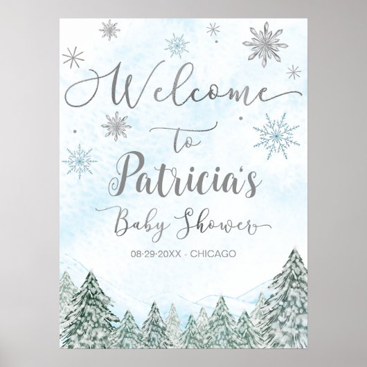 Ein kleines Snowflake Blue Baby Dusche Begrüßungsz Poster (Vorne)