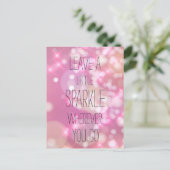 Ein kleines Sparkle verlassen - rosa Inspirationsa Postkarte (Stehend Vorderseite)
