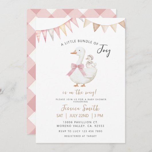 Ein kleines Stück Freude Gänsedusche Einladung (Vorne/Hinten)