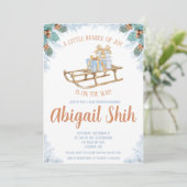 Ein kleines Stück Freude ist auf dem Weg Baby Dusc Einladung (Stehend Vorderseite)